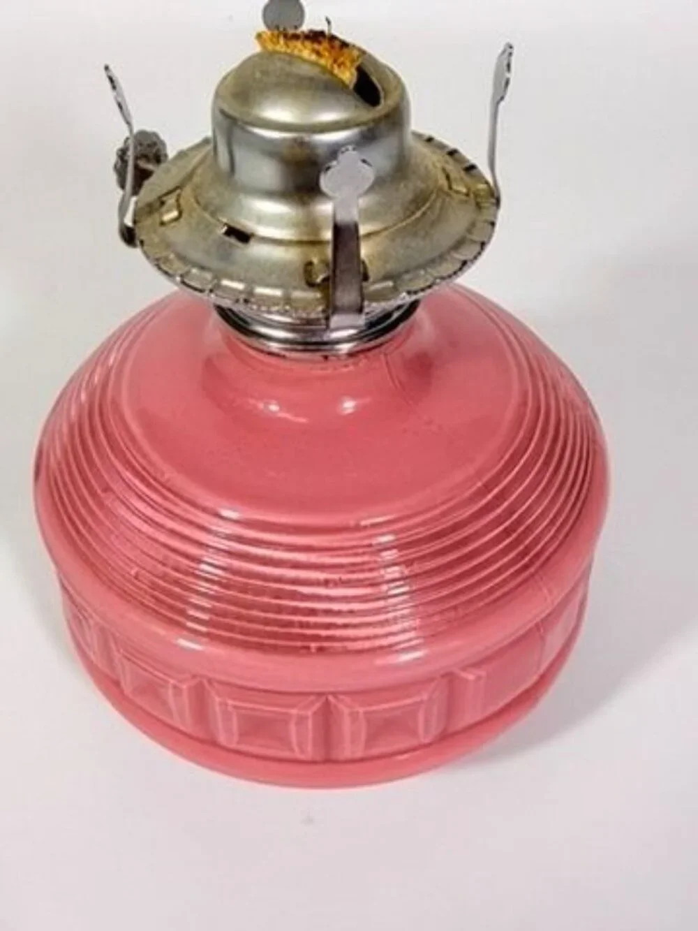 Oil Lamp LampLight Farms Sommerset Traditional Vintage  - Rose Colored  Etched